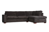 Cord Ecksofa grau, Cord Sofa grau Ottomane rechts, Cord Eckcouch grau