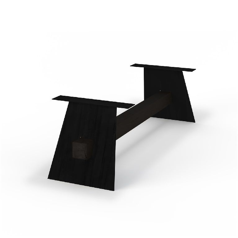 Tischgestell Metall schwarz, Industriedesign Tischbeine schwarz, Holz-Metallgestell für Esstisch, Länge 220 cm