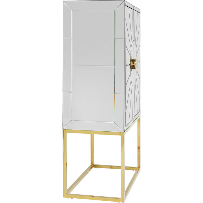 Barschrank Spiegelschrank, Barschrank Gold, Breite 91 cm
