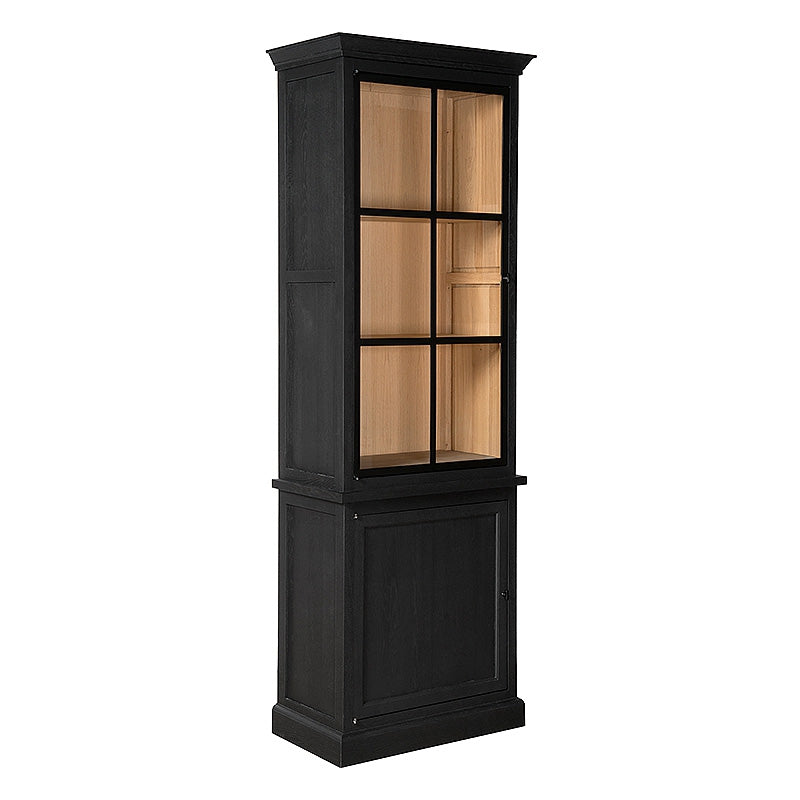 Vitrine schwarz Eiche massiv Landhaus, Geschirrschrank Eiche, Schrank schwarz Eiche Landhausstil, Breite 115 cm