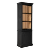 Vitrine schwarz Eiche massiv Landhaus, Geschirrschrank Eiche, Schrank schwarz Eiche Landhausstil, Breite 115 cm