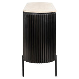Sideboard Stein Travertin schwarz,  Anrichte schwarz Eiche furniert, Breite 160 cm