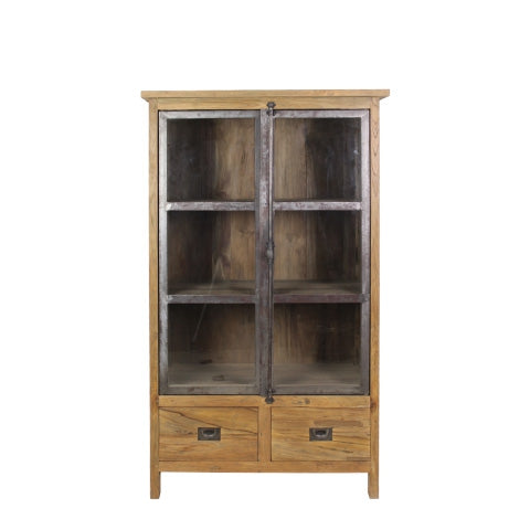 Vitrine Teak, Geschirrschrank Landhaus,  Bücherschrank Landhaus, Breite 80 cm