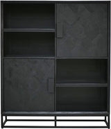 Highboard schwarz,  Schrank schwarz Industriedesign, schwarzer Wohnzimmerschrank Massivholz,  Breite 120 cm