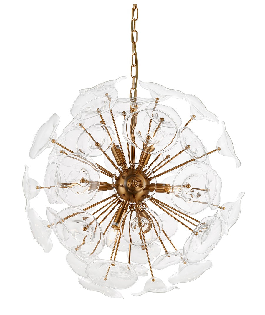 Hängeleuchte rund Gold-Glas, Hängelampe Glas Gold, Durchmesser 65 cm
