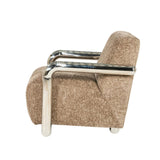 Sessel taupe Silber-Armlehne, moderner Sessel verchromte Armlehne