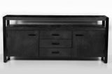 Sideboard schwarz mit Schubladen, Anrichte schwarz Industriedesign,  Breite 180 cm