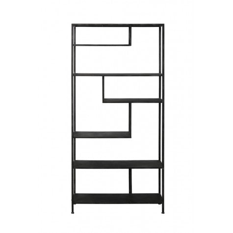 Metall Regal schwarz Industriedesign, Bücherregal Metall schwarz, Breite 100 cm