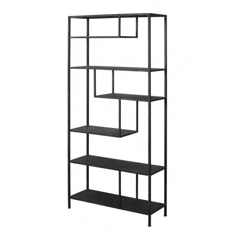 Metall Regal schwarz Industriedesign, Bücherregal Metall schwarz, Breite 100 cm