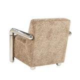 Sessel taupe Silber-Armlehne, moderner Sessel verchromte Armlehne