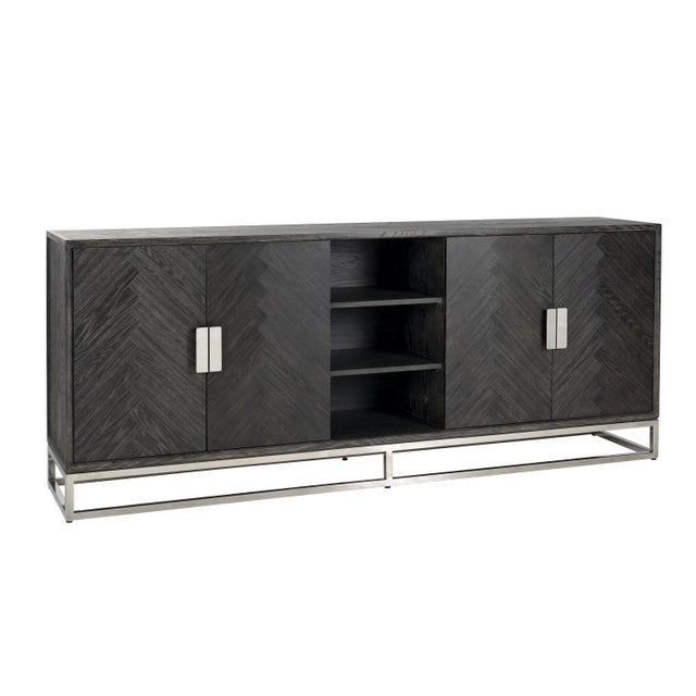 Sideboard schwarz, Anrichte verchromt schwarz, Sideboard schwarz,  Breite 225 cm