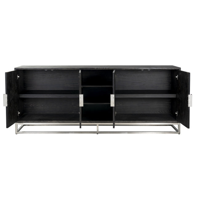 Sideboard schwarz, Anrichte verchromt schwarz, Sideboard schwarz,  Breite 225 cm