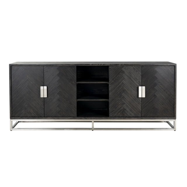 Sideboard schwarz, Anrichte verchromt schwarz, Sideboard schwarz,  Breite 225 cm