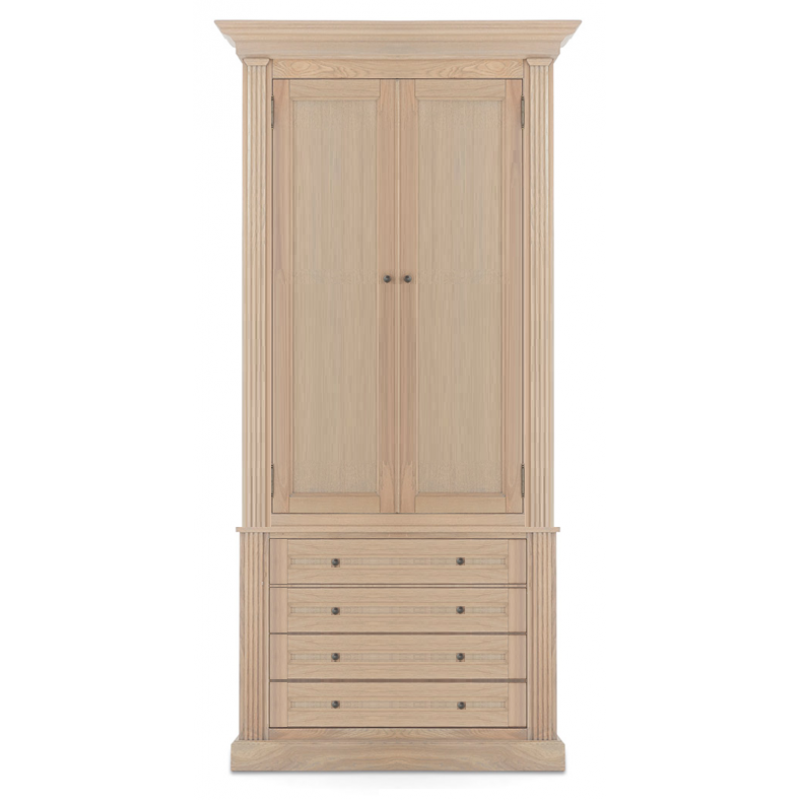 Bücherschrank Eiche-Natur, Wohnzimmerschrank mit vier Schubladen, Breite 100 cm