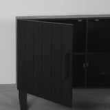 Sideboard schwarz Massivholz, Anrichte schwarz Holz, Breite 178 cm