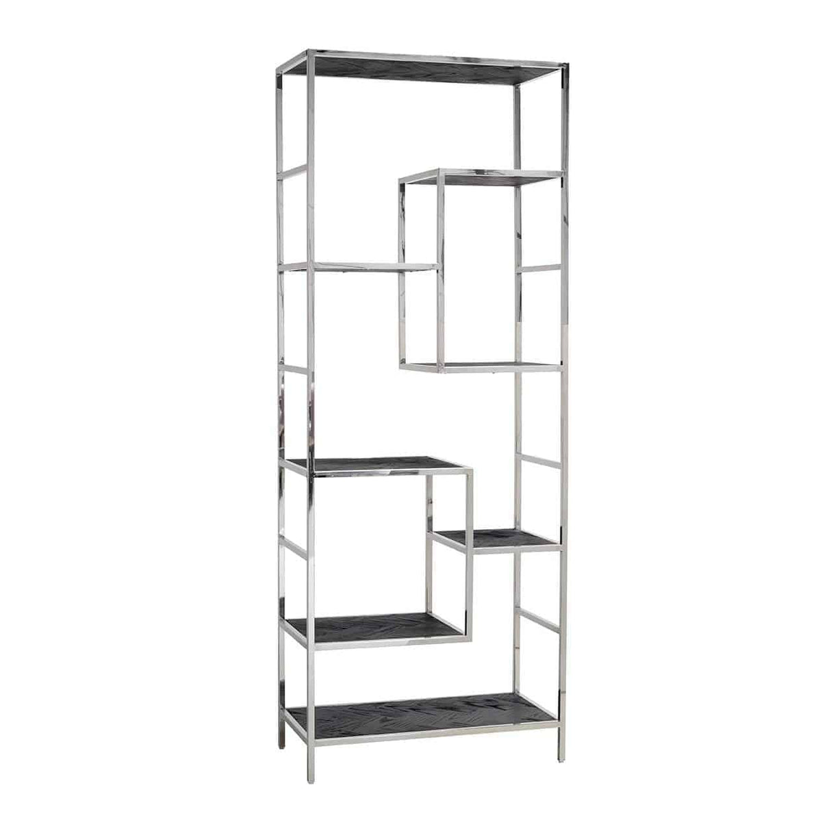 Regal schwarz, Bücherregal verchromt schwarz, verchromtes Regal,  Breite 80 cm