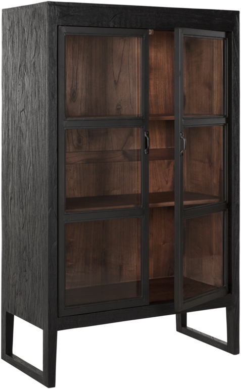 Vitrine schwarz, Bücherschrank schwarz, Aktenschrank schwarz, Breite 88 cm