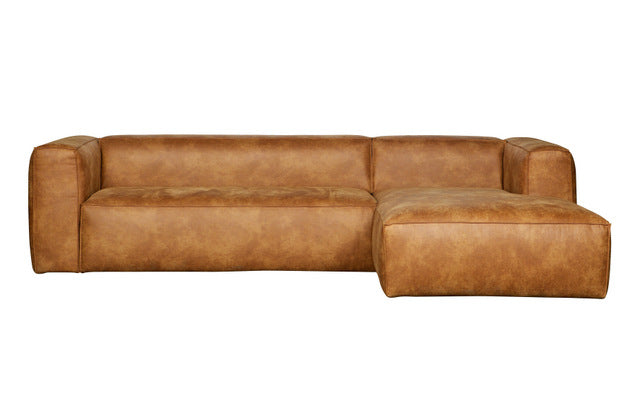 Ecksofa cognac, Sofa cognac Ottomane rechts, Eckcouch cognac