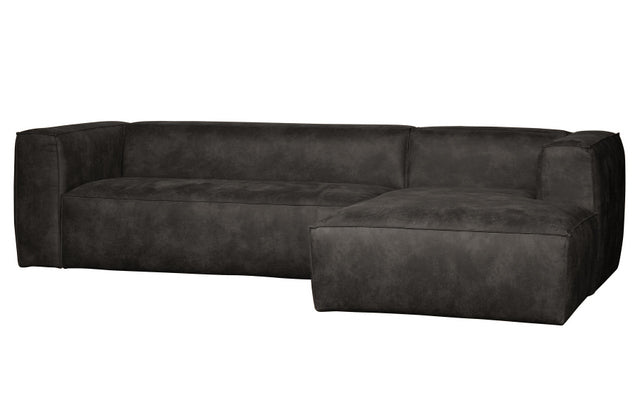 Ecksofa schwarz, Sofa schwarz Ottomane rechts, Eckcouch schwarz