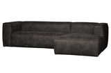 Ecksofa schwarz, Sofa schwarz Ottomane rechts, Eckcouch schwarz