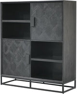 Highboard schwarz,  Schrank schwarz Industriedesign, schwarzer Wohnzimmerschrank Massivholz,  Breite 120 cm