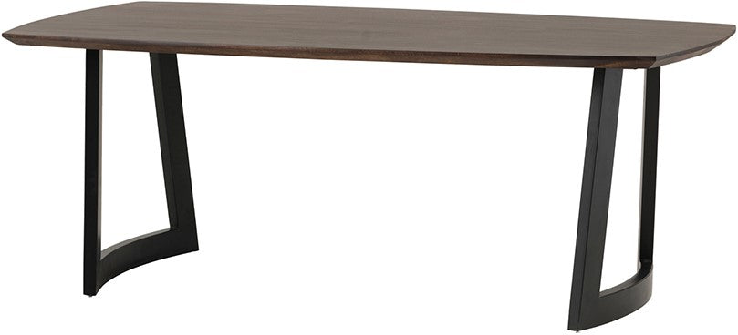 Tisch braun Massivholz, Esstisch braun Metall-Gestell schwarz, Länge 220 cm