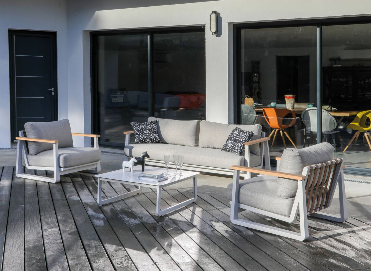 Gartenlounge-Set 4 teilig , Gartenecksofa mit 2 Sessel, 1 Couchtisch
