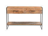Konsole Naturholz Industriedesign, Wandtisch Metall-Gestell, Breite 125 cm