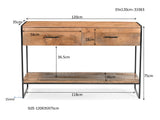 Konsole Naturholz Industriedesign, Wandtisch Metall-Gestell, Breite 125 cm