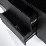Schrank modern schwarz, Schrank schwarz mit vier Türen und zwei Schubladen, Wohnzimmerschrank schwarz Holz, Breite 200 cm
