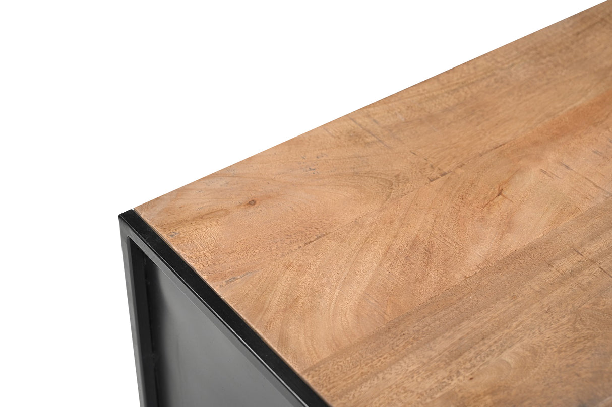 Konsole Naturholz Industriedesign, Wandtisch Metall-Gestell, Breite 125 cm