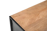Konsole Naturholz Industriedesign, Wandtisch Metall-Gestell, Breite 125 cm