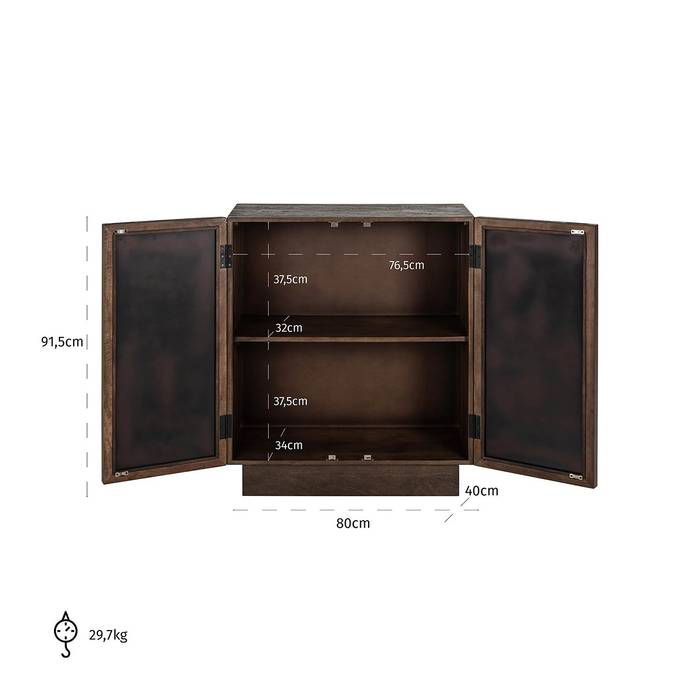 Sideboard braun Spiegelglas, Anrichte braun Spiegel, Breite 80 cm