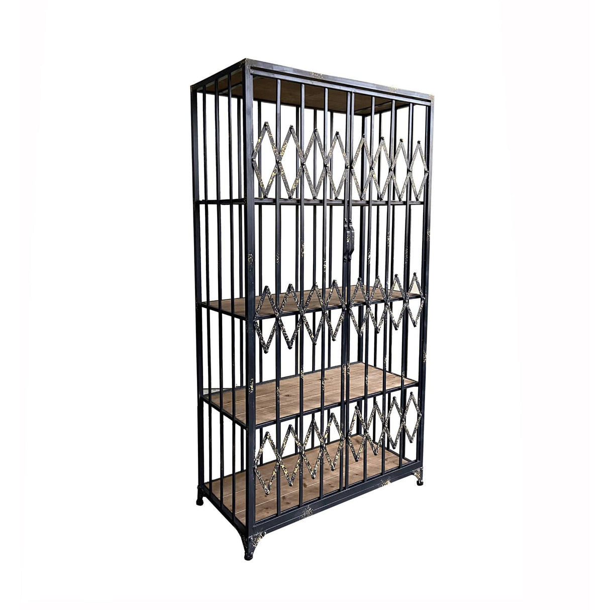 Metallregal schwarz, Regal antik-Optik schwarz, Breite 91 cm