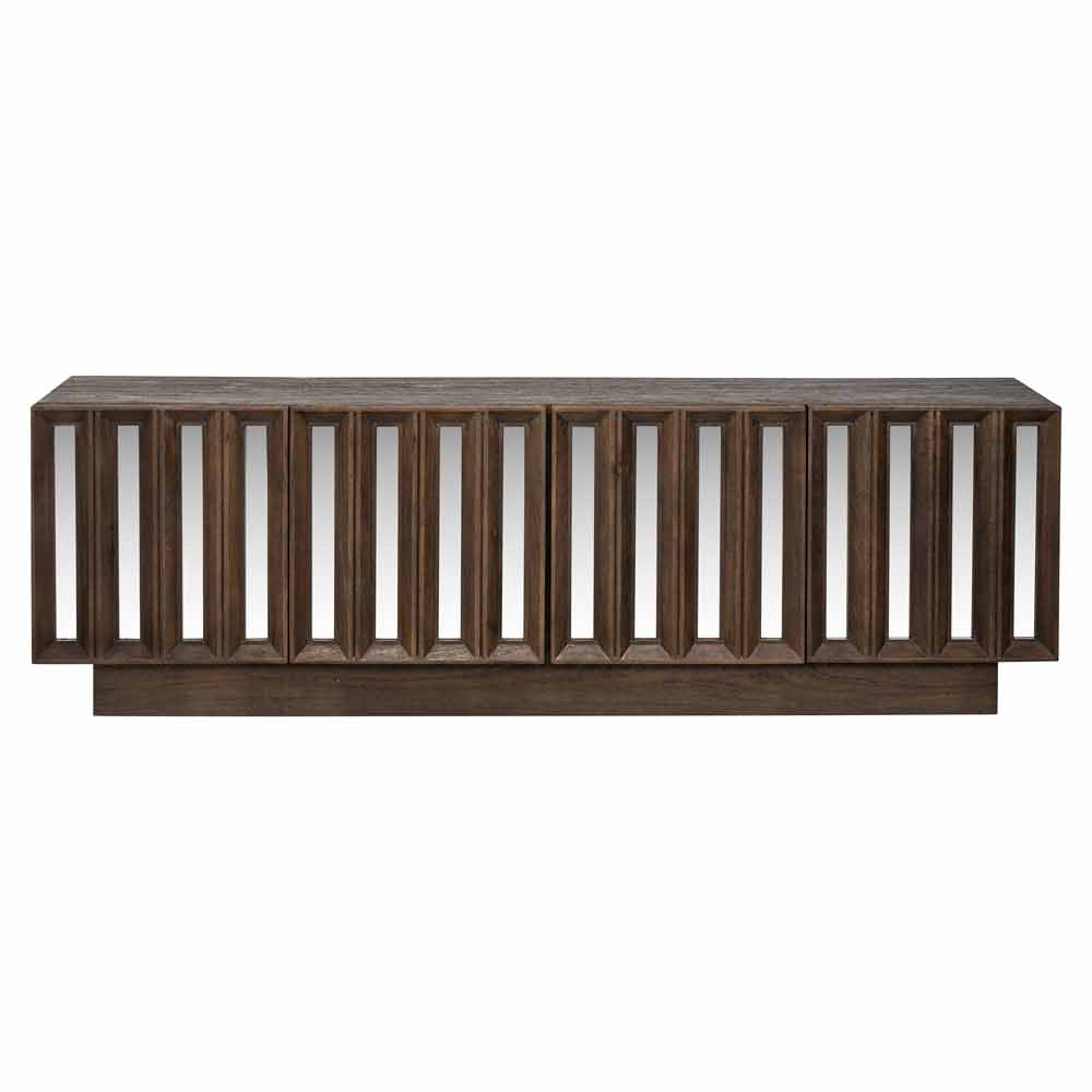 TV Schrank braun Spiegelglas, Fernsehschrank braun Spiegel, Breite 180 cm