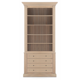 Bücherschrank Eiche-Natur, Wohnzimmerschrank mit vier Schubladen, Breite 100 cm