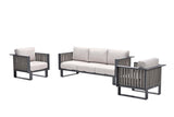 Gartenlounge anthrazit-taupe, Garten-Sitzgruppe Set 3 teilig, Gartensofa mit Gartensessel