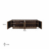 TV Schrank braun Spiegelglas, Fernsehschrank braun Spiegel, Breite 180 cm