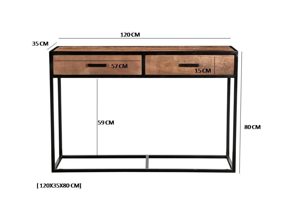 Konsole Industriedesign, Wandtisch Metall-Gestell, Konsole Industrie, Breite 120  cm