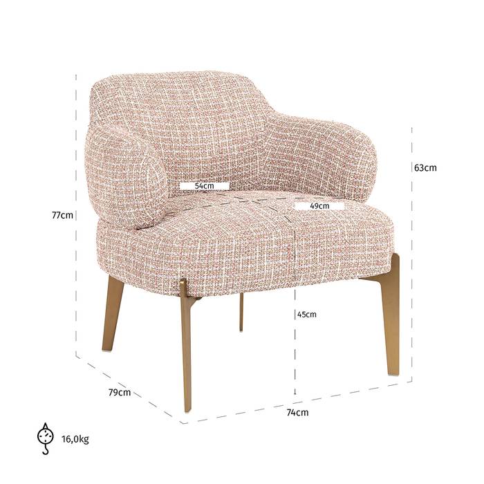 Sessel beige-rose-Gold