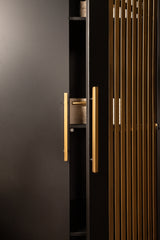 Schrank Gold-schwarz, Metallschrank Gold, Breite 70 cm