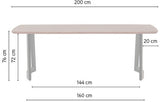 Tisch braun Massivholz, Esstisch braun Metall-Gestell schwarz, Länge 200 cm