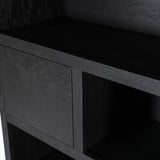 Highboard schwarz, Schrank schwarz mit zwei Türen und zwei Schubladen, Wohnzimmerschrank schwarz Holz, Breite 150 cm