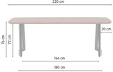 Tisch braun Massivholz, Esstisch braun Metall-Gestell schwarz, Länge 220 cm