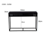 Konsole schwarz Industriedesign, Wandtisch Metall-Gestell, Breite 120 cm