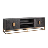 Fernsehschrank Eiche furniert, TV Schrank schwarz, Breite 200 cm