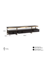 TV cabinet gold black, TV cabinet black, lowboard black gold, width 220 cm