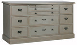 Sideboard grau im Landhausstil, Kommode mit acht Schubladen Massivholz grau