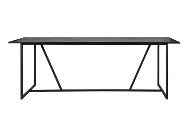 Tisch schwarz Metall-Gestell, Esstisch schwarz Massivholz, Breite 220 cm