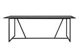 Tisch schwarz Metall-Gestell, Esstisch schwarz Massivholz, Breite 220 cm